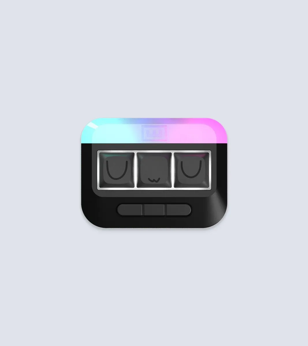 The Wooting UwU Stealth Edition: a black three-key keypad